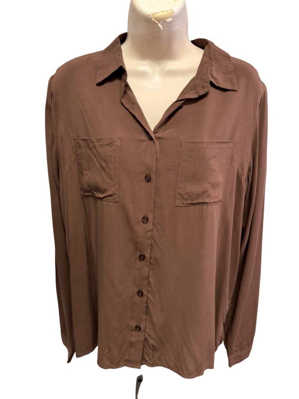 1182 / Fashion Nova Aurora Woven Brown Button Up Top Women’s Size Small NWT